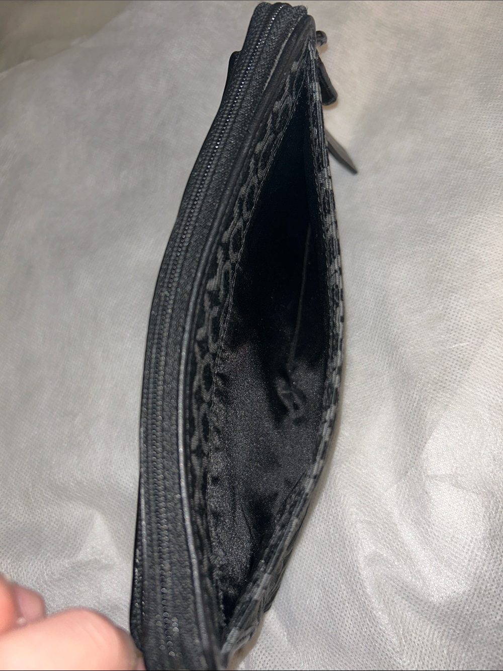 Coach Black & Gray Signature Zip Wristlet Pouch - Picture 6 of 12